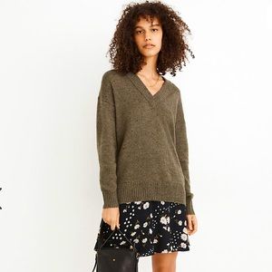 Madewell Nwot Olive Green V-Neck Donegal Bartlett Pullover Sweater XS